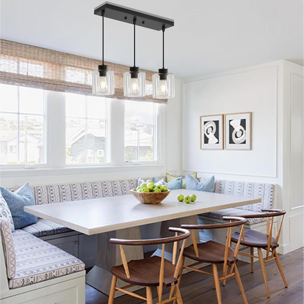3-Light Black Pendant Light Kitchen Island Dinning Room
