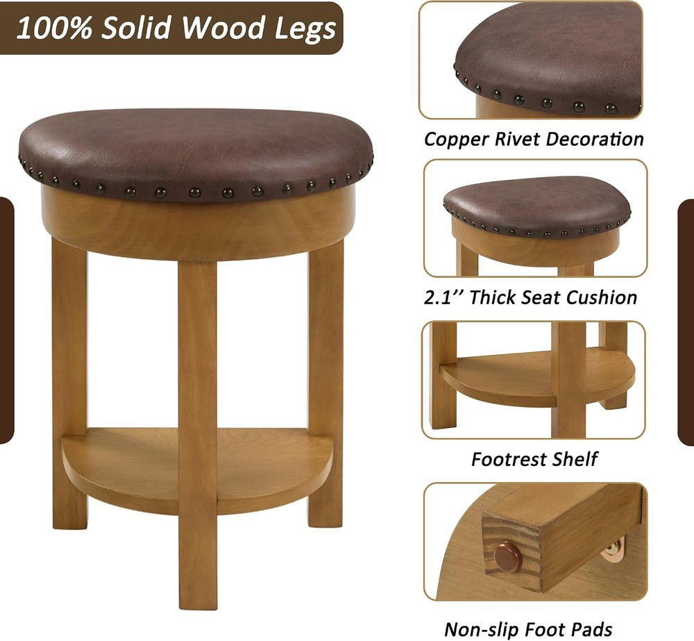 Merax 4 Piece Bar Table Set with 3 PU Upholstered Bar Stools, Solid Wood Coun...
