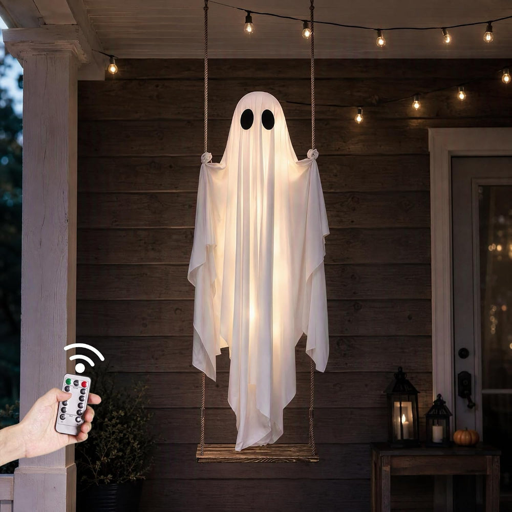 Halloween Decorations Outdoor - 5FT Large Hanging Swing Ghost Halloween Decor...