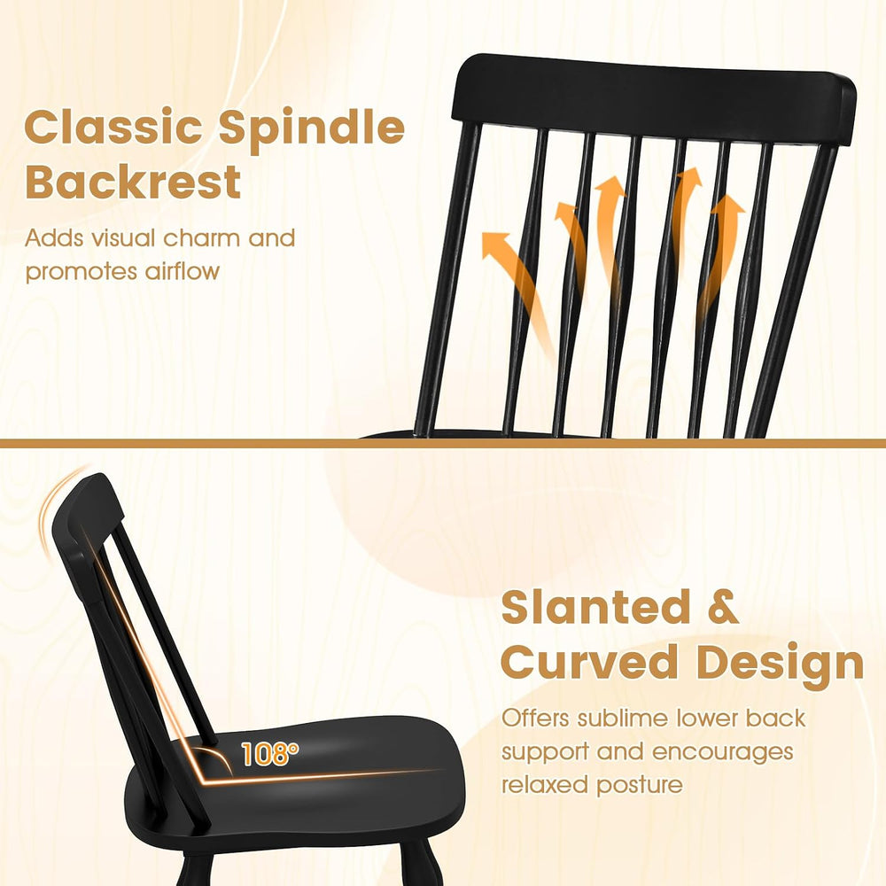 GIANTEX Windsor Dining Chairs Set of 4 w/Curved Spindle Back & Turned Legs