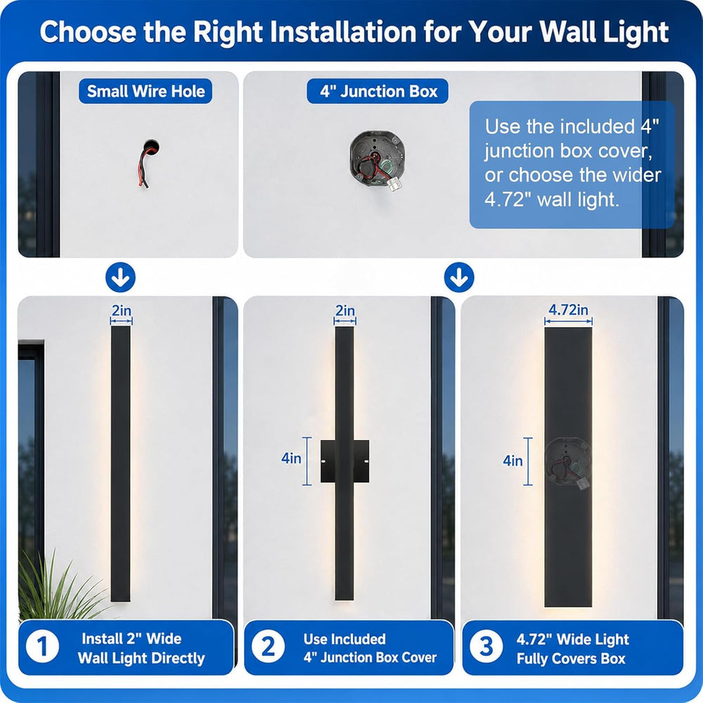 Modern Outdoor Lights - 47.3inch Outdoor Exterior Linear Sconce Black Patio W...