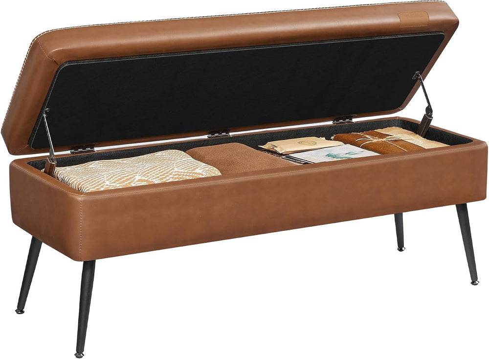 VASAGLE Storage Ottoman Bench, PU Leather, Steel Legs