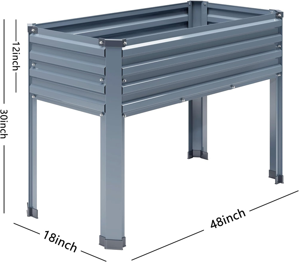 DIIYIV 2PCS Galvanized Raised Garden Bed with Legs,2PCS 48×18×30in Elevated P...