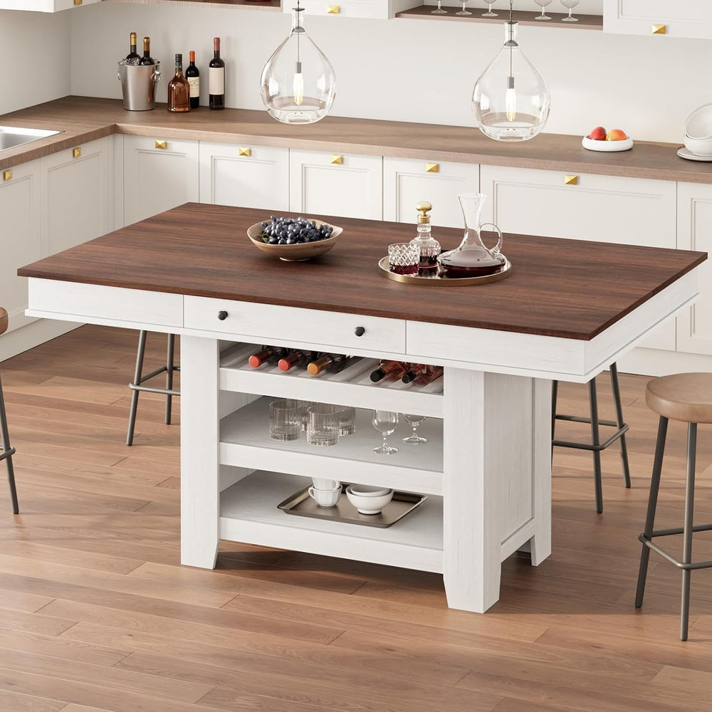 GAOMON 60" Counter Height Dining Table for 4-6, Farmhouse Rectangular Ba...
