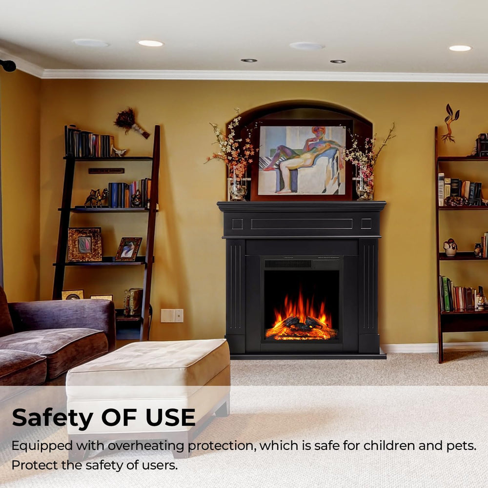 43” Electric Fireplace Mantel Freestanding Electric Fireplace, Remote Control...