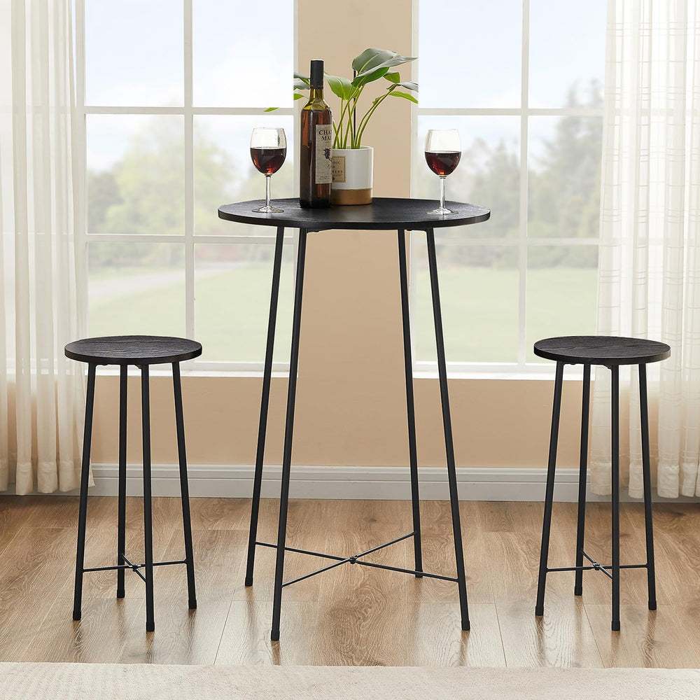 VECELO 3 Piece Pub Table and Chairs Sets Counter Height Bistro Bar Sets with ...