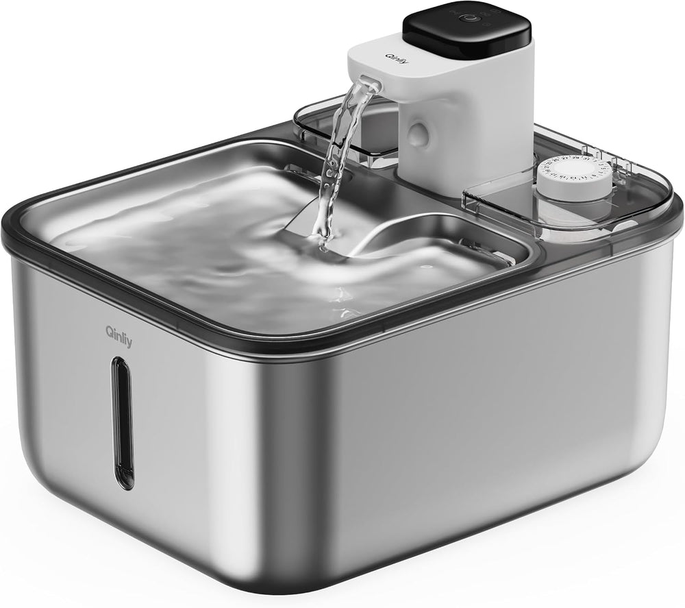 Stainless Steel Cat Water Fountain Wireless for Cats Indoor, 3.6L/123oz Autom...