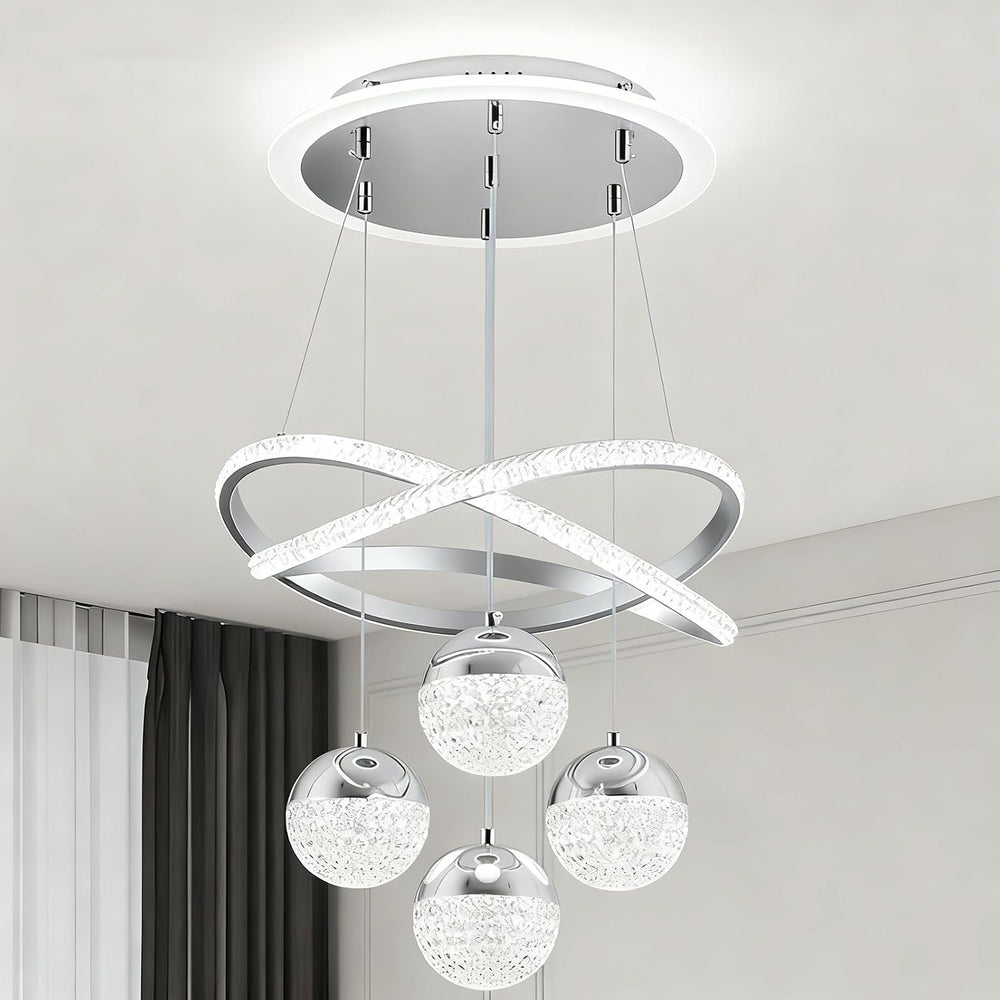 Modern Chrome LED Chandeliers, Pendant Dining Room Light Fixture