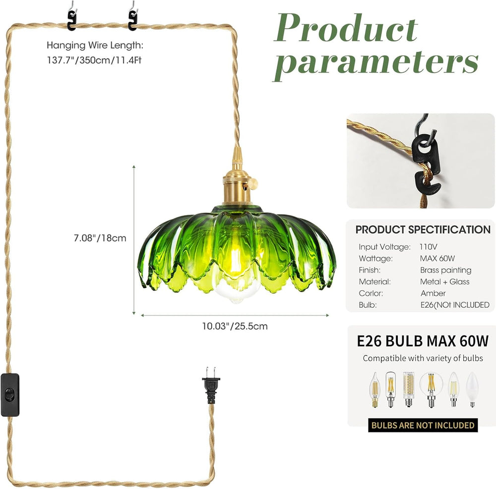 Plug in Pendant Light, Hanging Lights with Plug in Cord