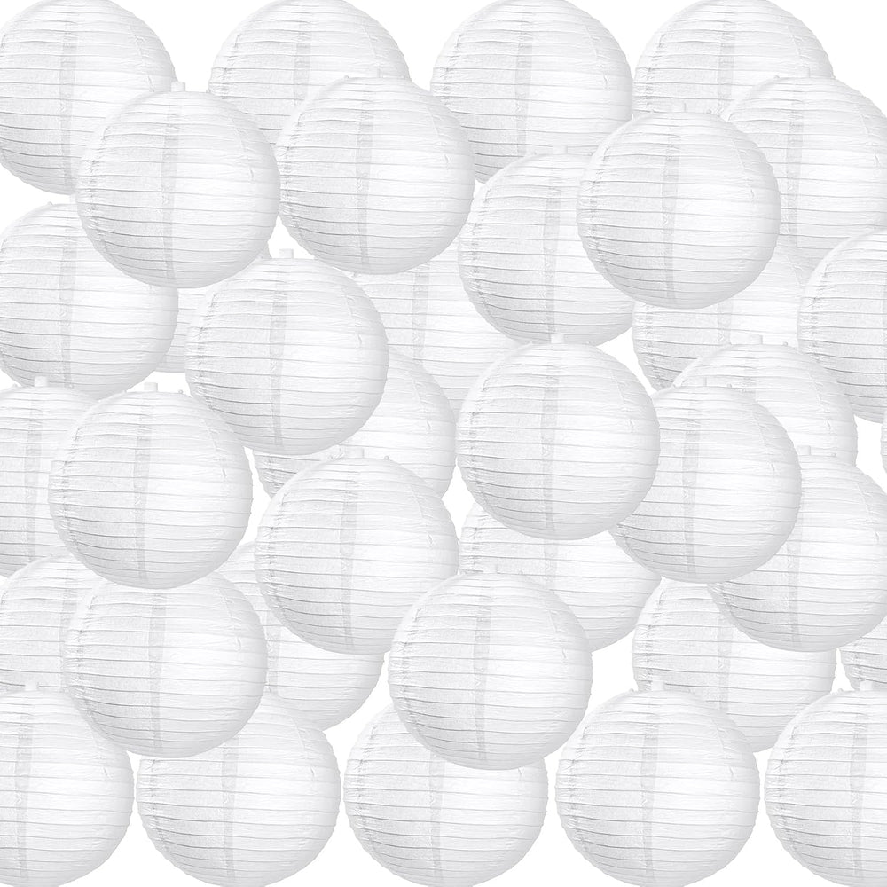 Treela 90 Pack White Chinese Japanese Paper Lanterns String Outdoor Hanging B...