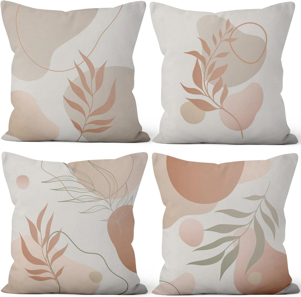 Abstract Boho Throw Pillow Covers 24"x24" Set of 4, Morden Minimali...