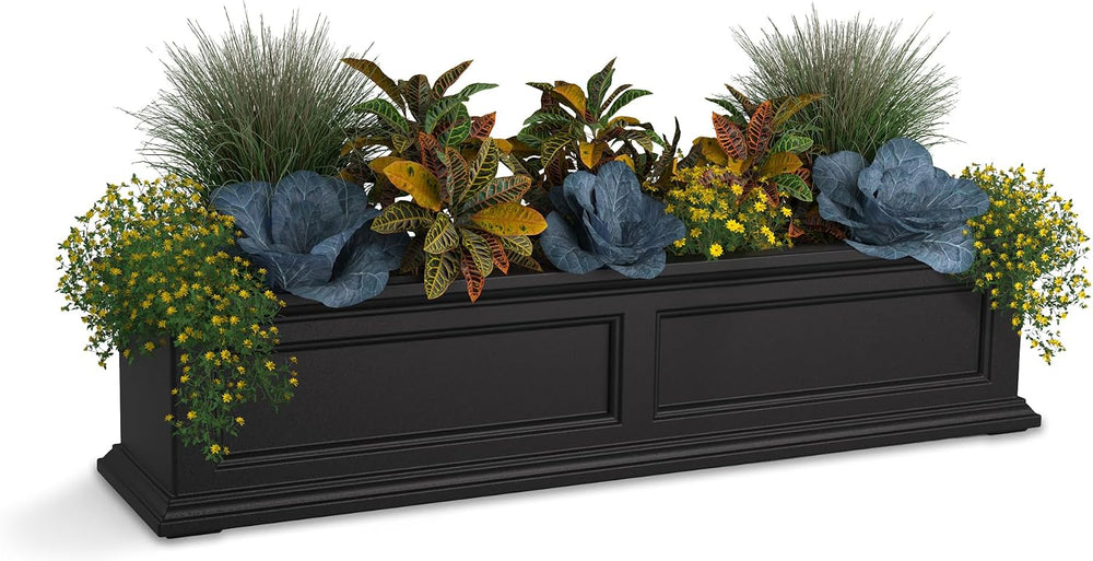 Mayne Fairfield 48in Self-Watering Rectangular Window Box Planter, Black