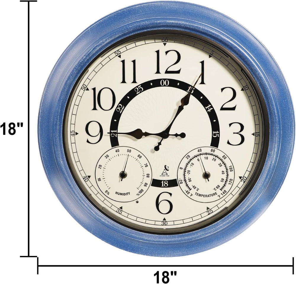 18-Inch Outdoor Wall Clock with Thermometer Hygromete