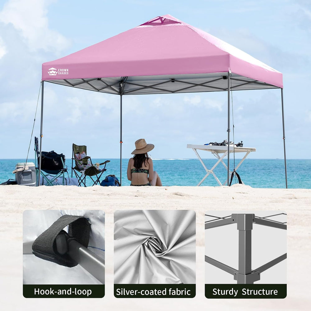 CROWN SHADES 10x10 Pop Up Canopy Tent,Outdoor Canopy, Pink