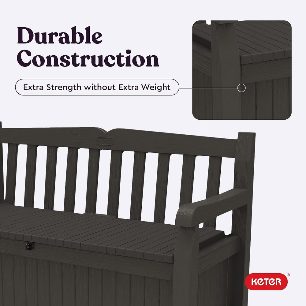 Keter Solana 70 Gal Outdoor Storage Bench for Patio and Pool Accessories