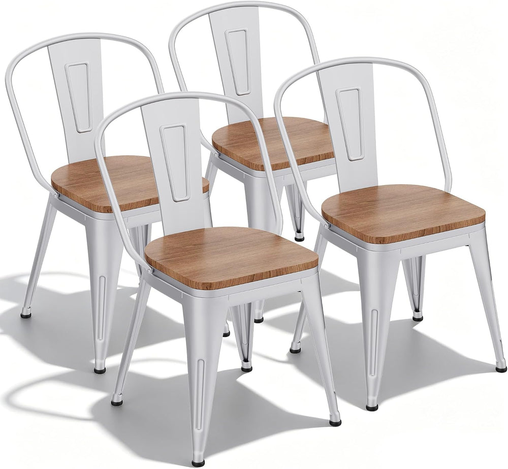 18 Inch Metal Dining Chairs,Arlunar Farmhouse Chairs Set of 4 Black Dining Ro...