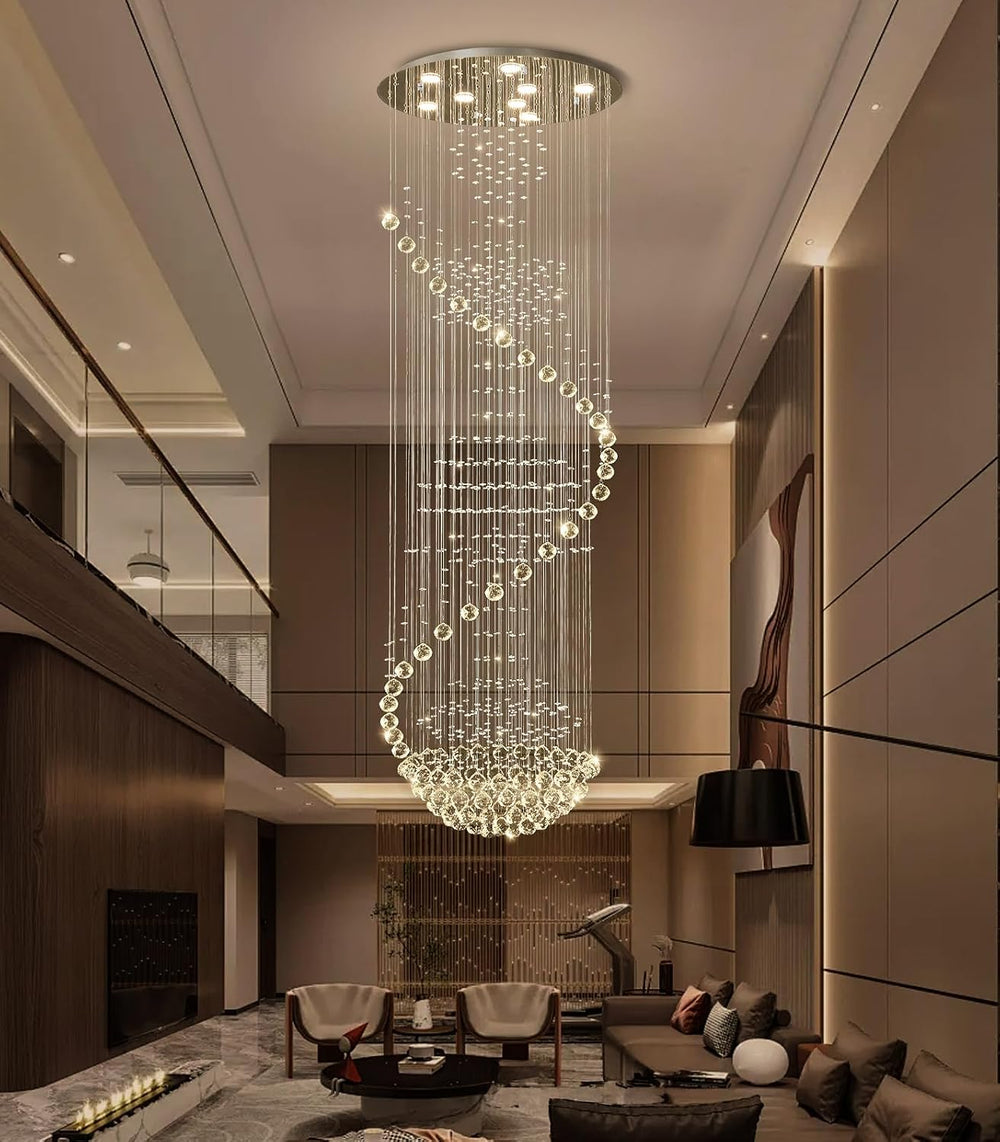 D24'' x H78'' Crystal Chandelier Glam Chandelier High Ceiling...