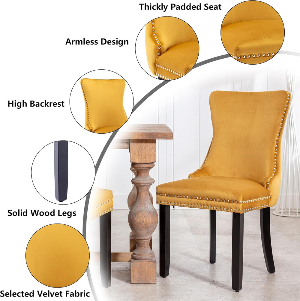 Setawix Velvet Upholstered Dining Chair Set of 6,Modern Mid Century Kitchen A...