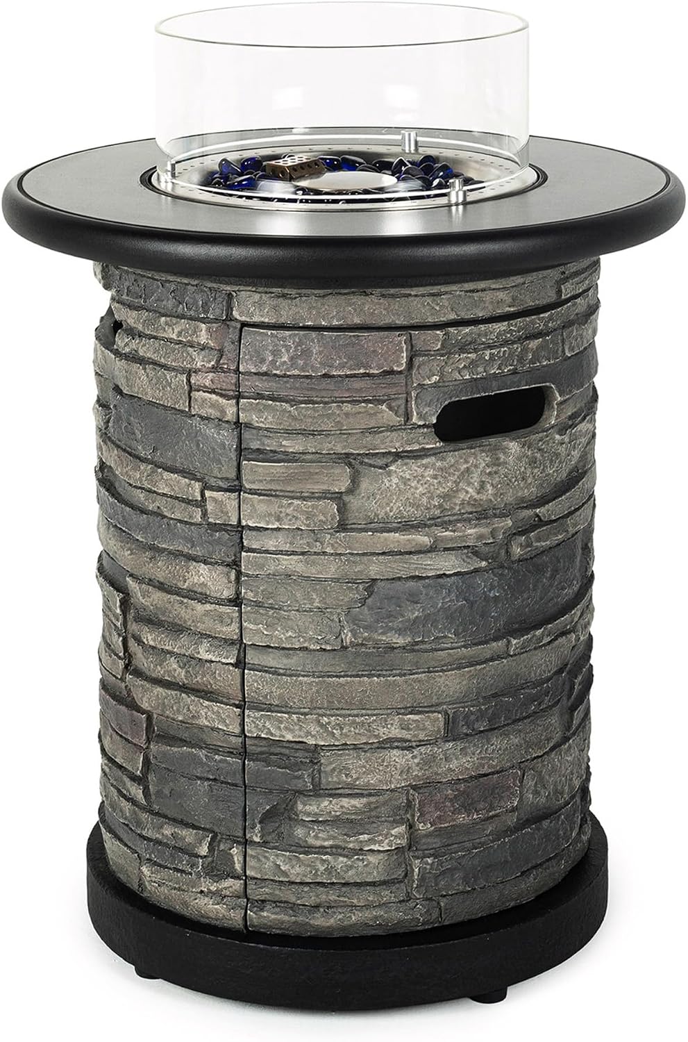 BAIDE HOME Outdoor Propane Fire Pit Table, Round Porcelain Tile Top 22" ...