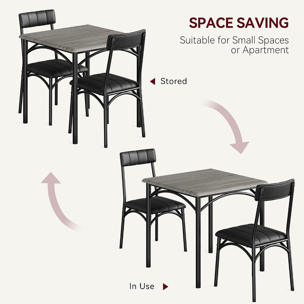 3-Piece Dining Table Set for 2, Kitchen Table Set with 2 Upholstered Chairs, ...