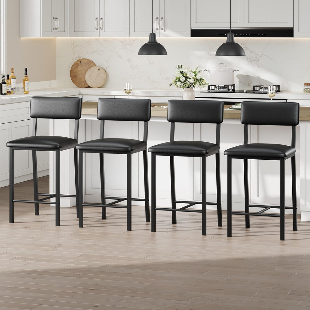 Garvee Bar Stools Set of 2, Kitchen Barstools Backrest and Footrest, Kitchen ...