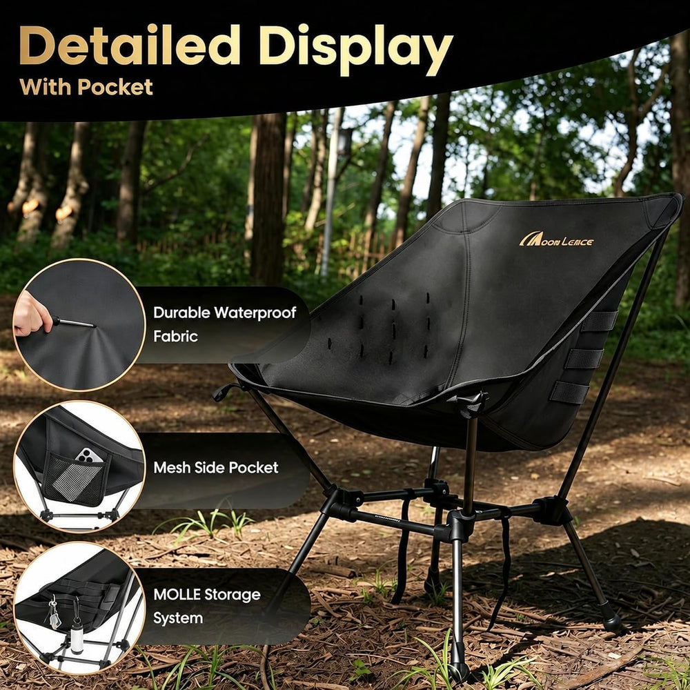 MOON LENCE Portable Camping Chair Plus, Larger & Roomier, Compact and Lig...