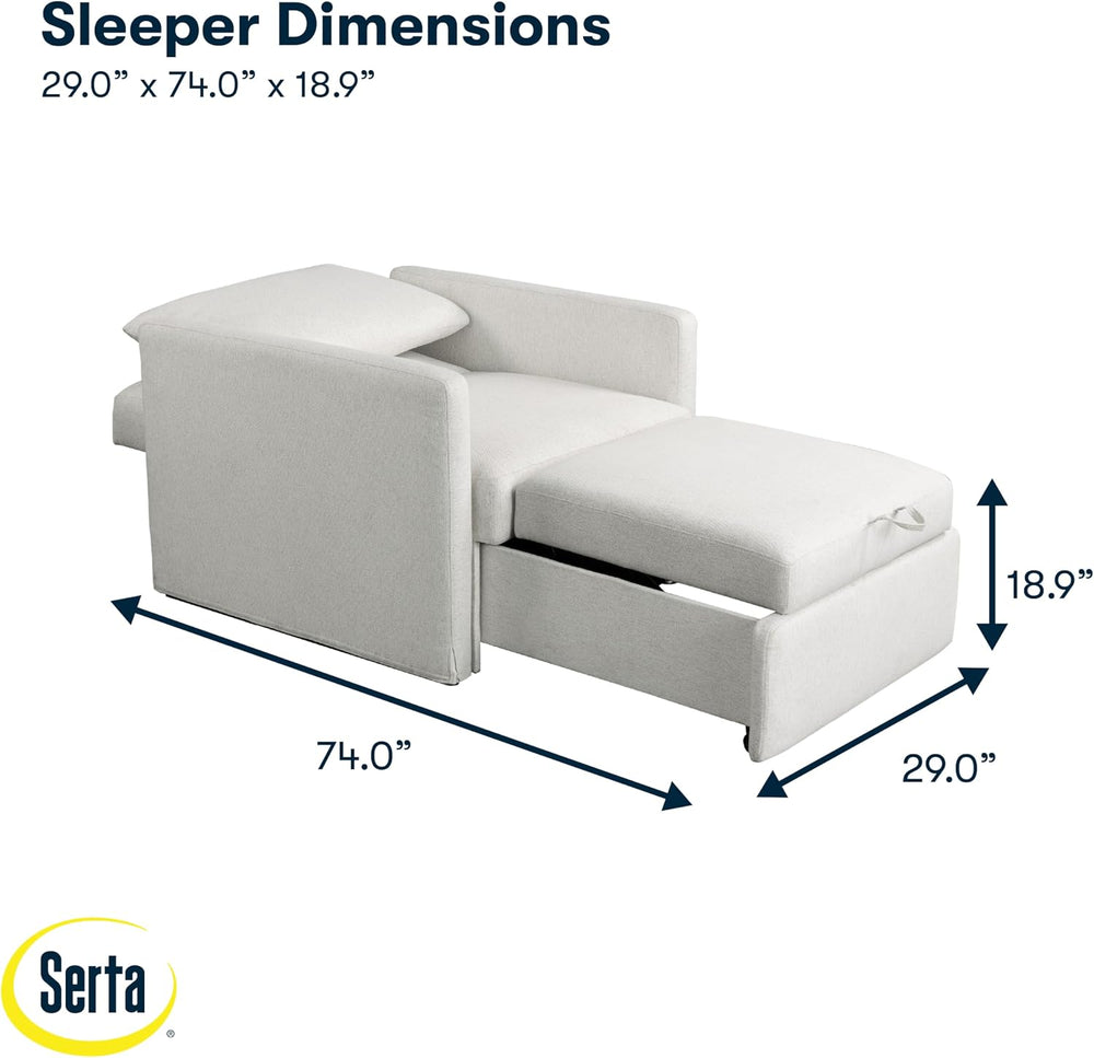 Serta® Bondi 36" Convertible Sleeper Chair, Cot-Size, Modern Farmhouse, ...