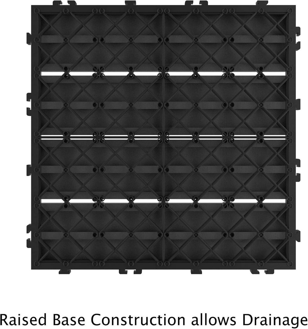 Interlocking Deck Tiles - 6-Pack Wood Plastic Composite Patio Tiles - Outdoor...