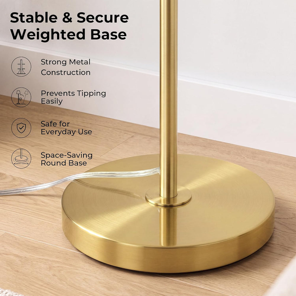 JUNNAI Gold Floor Lamp for Living Room, 61.8" Tall Standing Lamp, Modern...