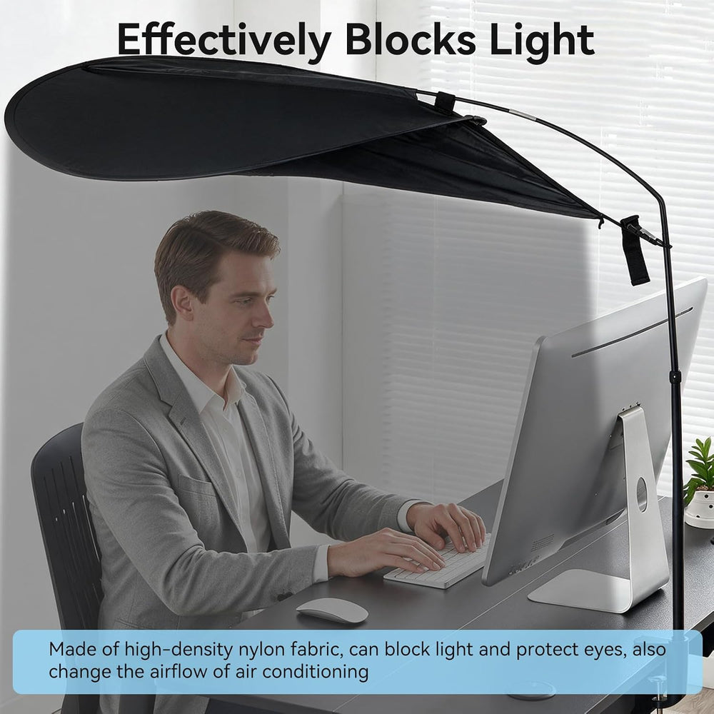 61" Office Cubicle Desk Shade, Adjustable Light Block Privacy Canopy Lea...