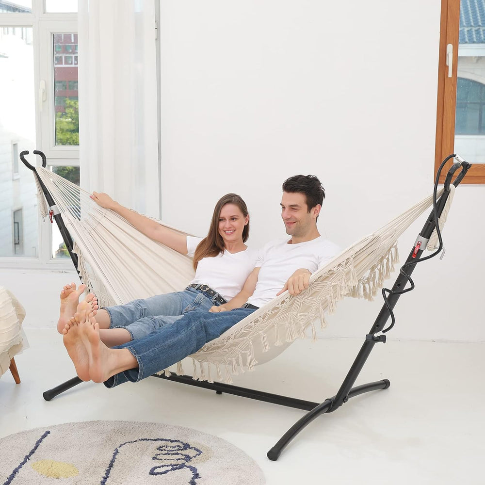 Hammock Hanging Swing Double Max 500lbs Macrame for Indoor Outdoor Patio Yard...