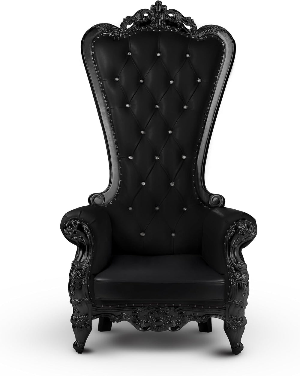 Master Series Throne Chair, Ornate Tufted Chair with Vegan Leather Cushions, ...