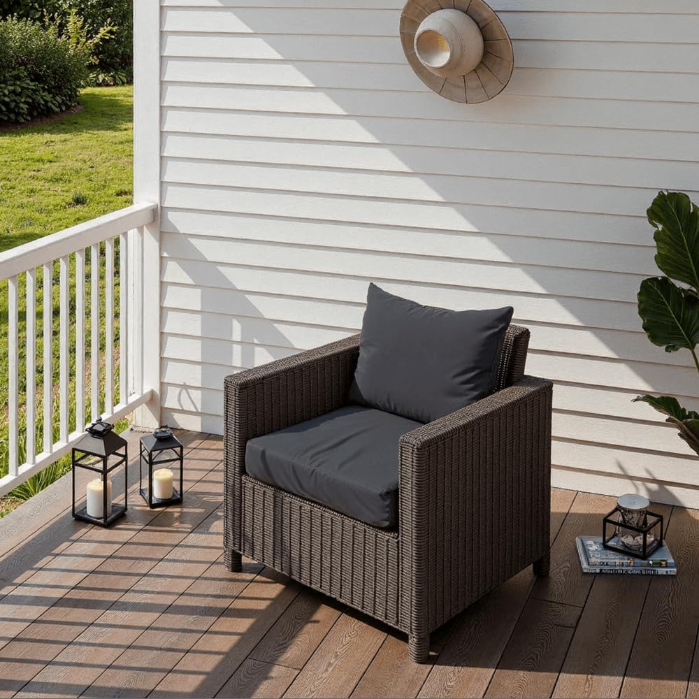 PatioGlow Outdoor Seat Cushion Set 24 x 24 x 4 Inch, Waterproof & Fade Re...