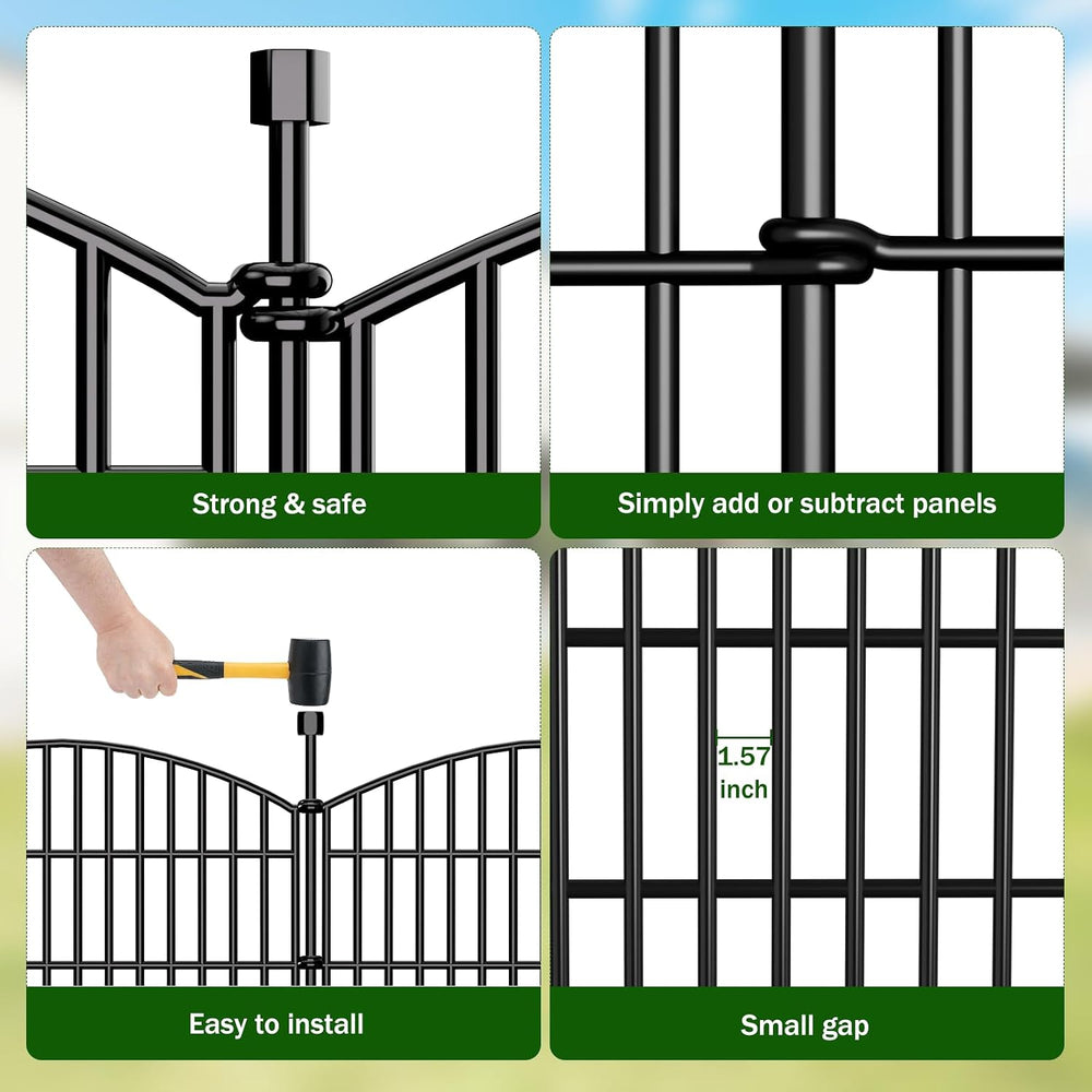 5 Panel No Dig Decorative Garden Fence 40" H x 11.8'L Outdoor Dog Ba...