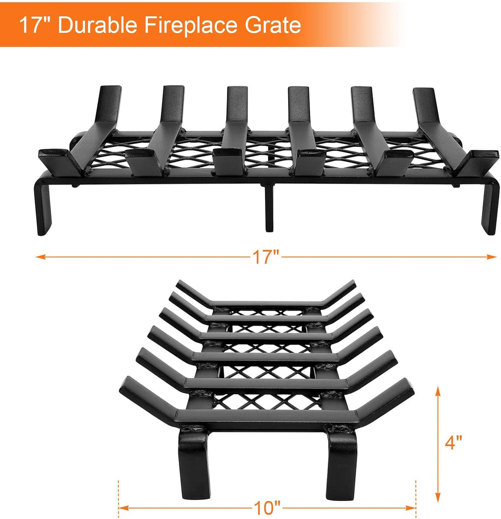 WILLOW WEAVE Fireplace Grate 17 inch with Ember Retainer, Wood Stove Grate