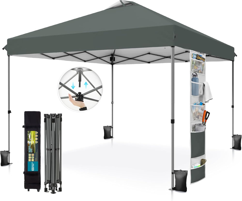 PHI VILLA 10x10 Pop up Canopy Tent, One Push Easy Set Instant Shade Tents