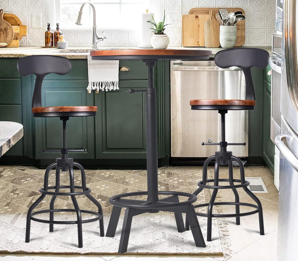 3-Piece Round Table & Chair Sets for Pub Kitchen Dining Living Party Bist...