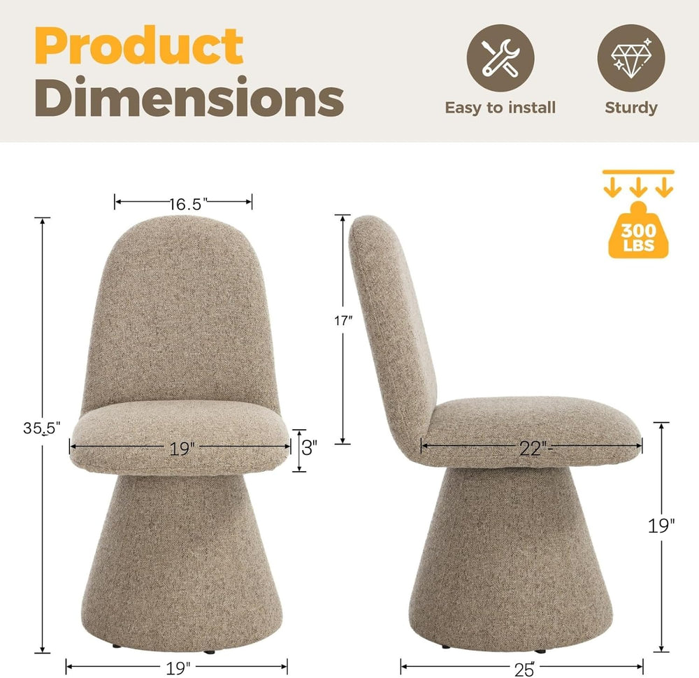 DUOMAY 360° Swivel Dining Chairs Set of 4, Mid Century Modern High Back Linen...