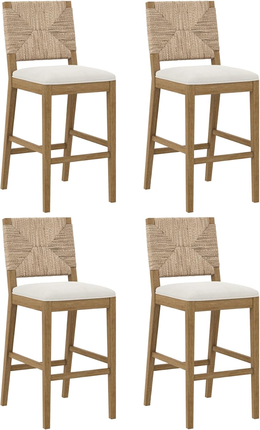 Nathan James Beacon Bohemian Boucle Bar Stool with Back, Bar Height Kitchen I...