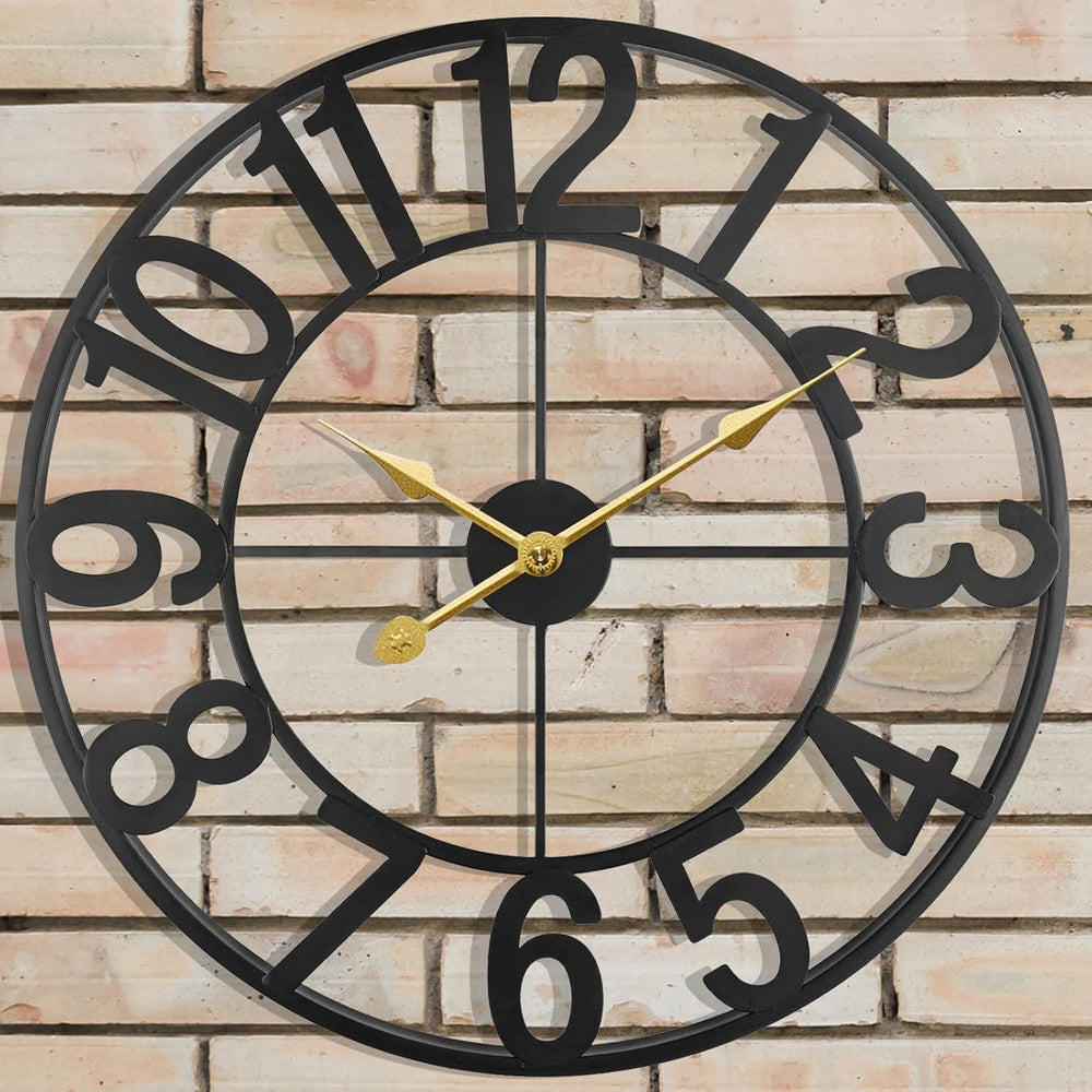 Large Outdoor Clock, Silent Non-Ticking Battery Operated Outdoor Wall Clock, ...
