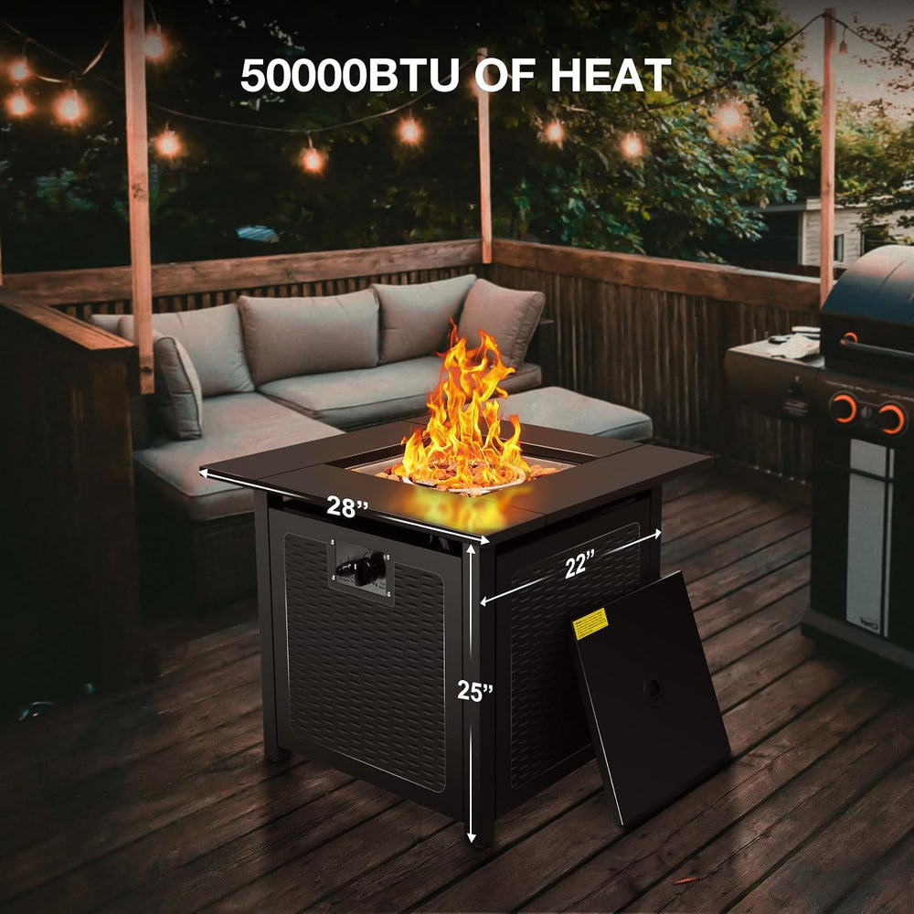 hykolity 28 inch Fire Pit Table, 50000 BTU Patio Heater, 2 in 1 Outdoor Gas F...