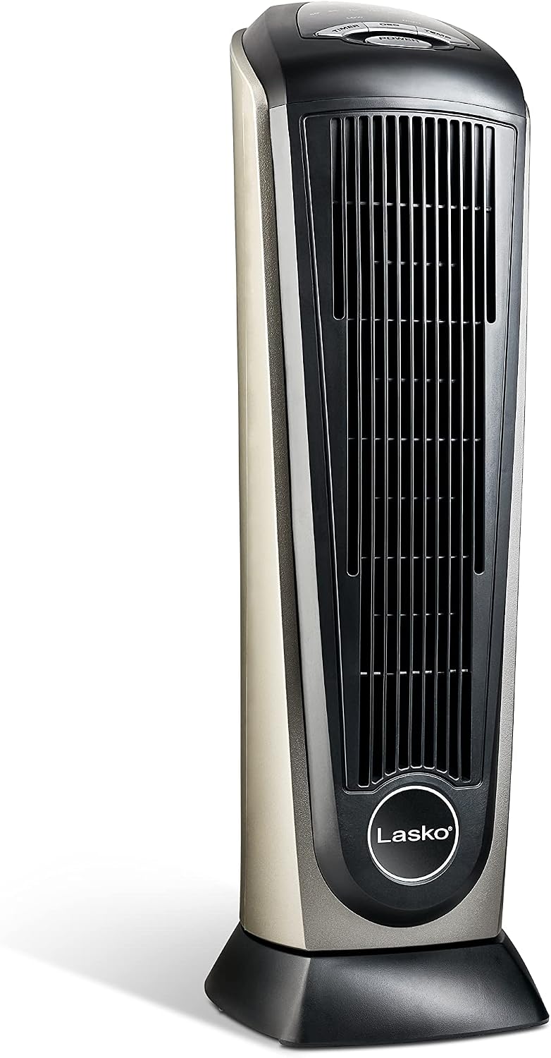 Lasko 1500W Ceramic Tower Space Heater with Remote, Thermostat, Timer & W...