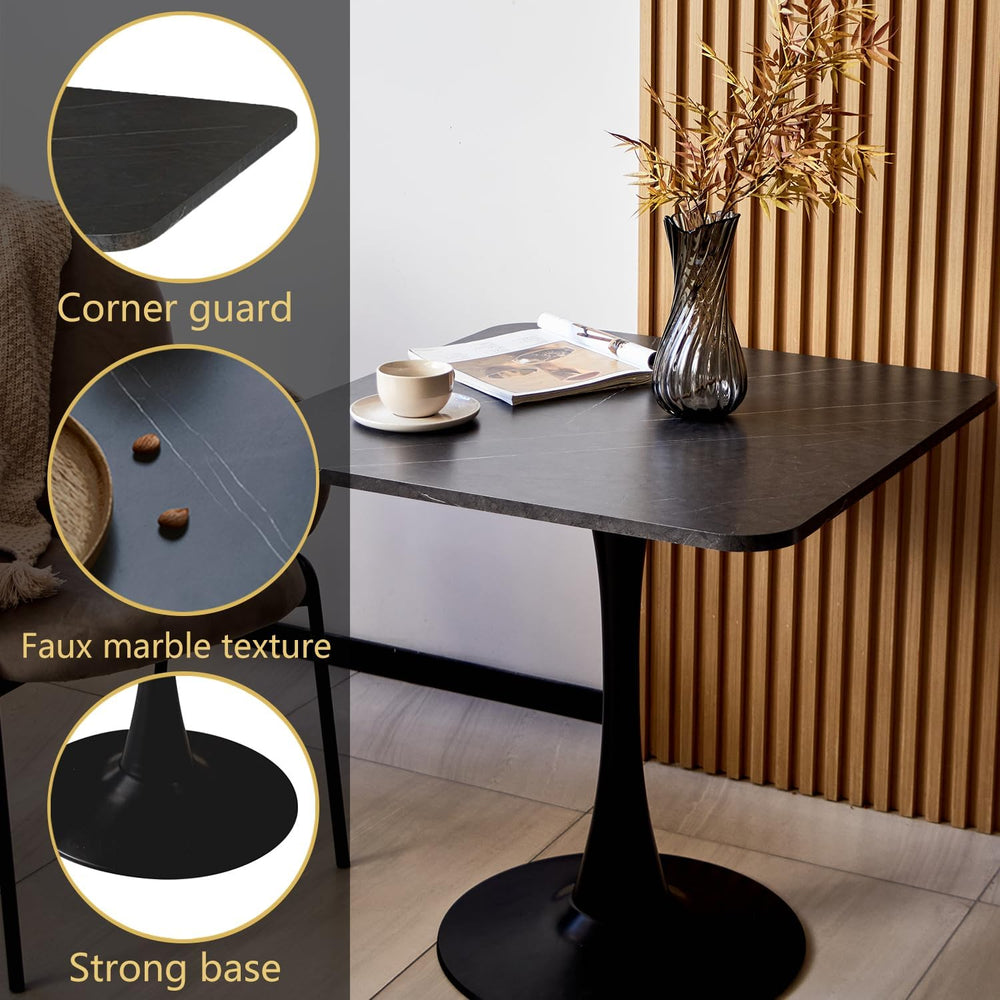 Square Modern Dinning Table 30 inches for 2-4 Bistro Tulip Table with Faux Ma...