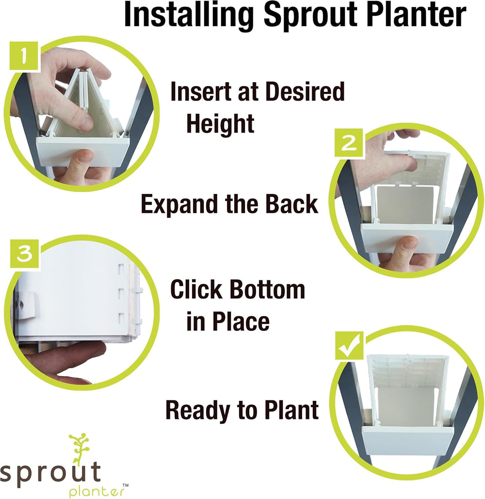Railing Planter 5-Pack, White (4-inch) | Tool-Free Space-Saving Floating Flow...