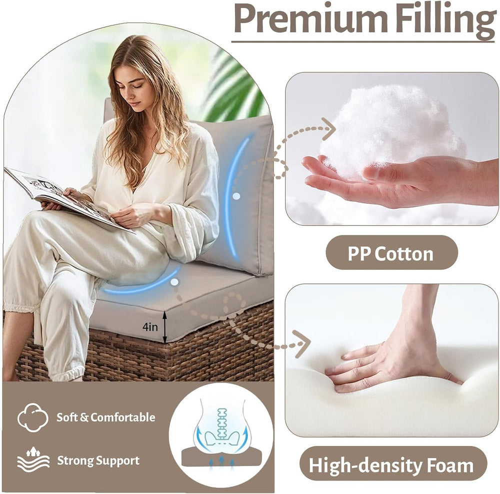 14Pcs Outdoor Sofa Replacement Cushions,Water-Resistant Patio Funiture Sectio...