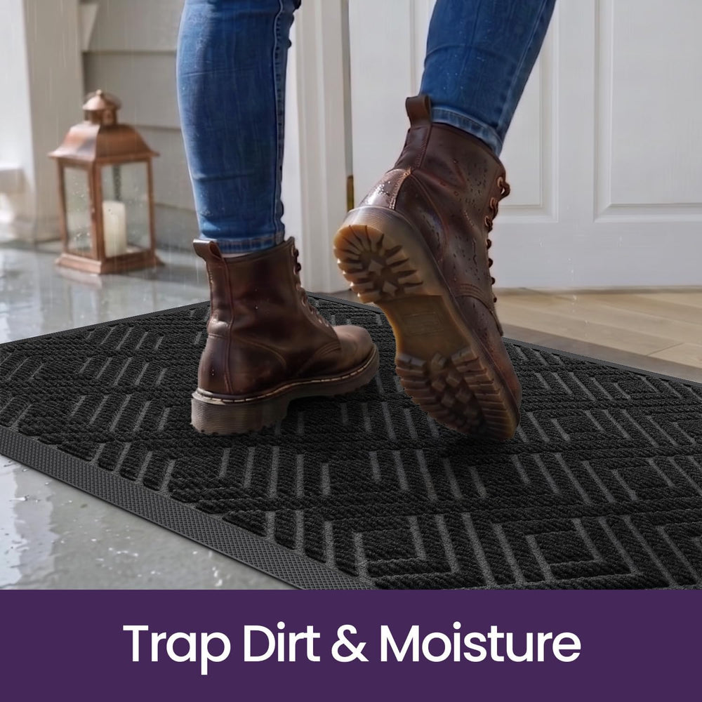 DEXI Front Door Mat Outside Entrance 24x36 Heavy Duty Rubber Entry Doormat