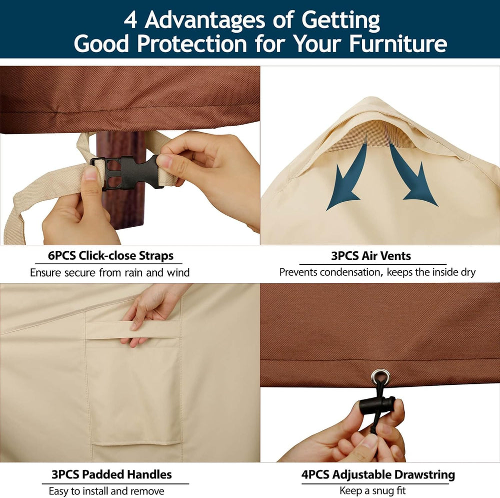 Outdoor Sectional Cover V-Shaped Garden Patio Furniture Covers Waterproof Rip...