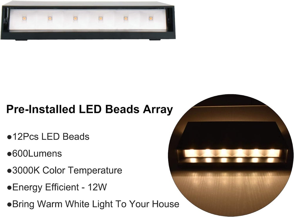FUDESY LED Wall Sconce, 12W Up Down Outdoor Indoor Lights, Black, 2 Pack