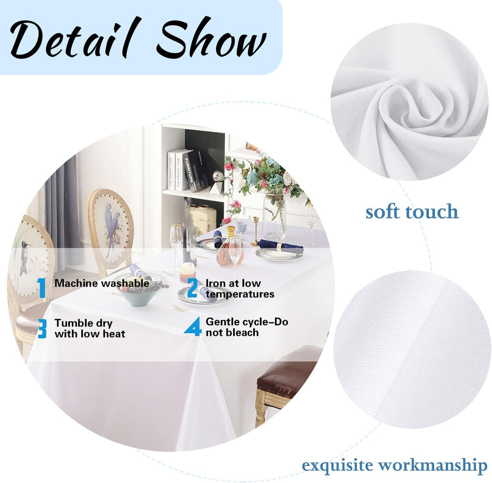 FINDYOU 10 Pack White Table Cloth Rectangle Table 60 x 102 Inch Tablecloths f...