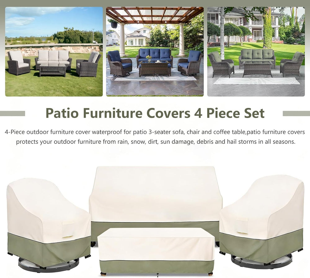 Bitubi Outdoor Waterproof Patio Furniture Covers 4-Piece Set for Swivel Rocke...